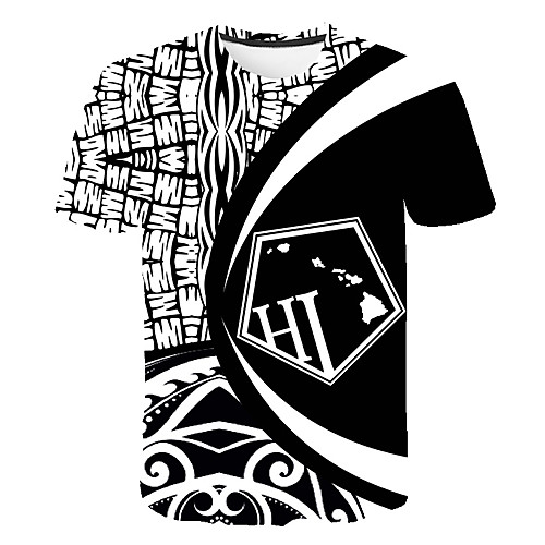 

Men's Daily Going out Basic T-shirt - Color Block / 3D / Letter Print White
