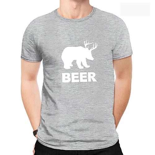 

Men's Daily Sports Business / Basic T-shirt - Solid Colored / Animal / Letter Black & White, Print Red