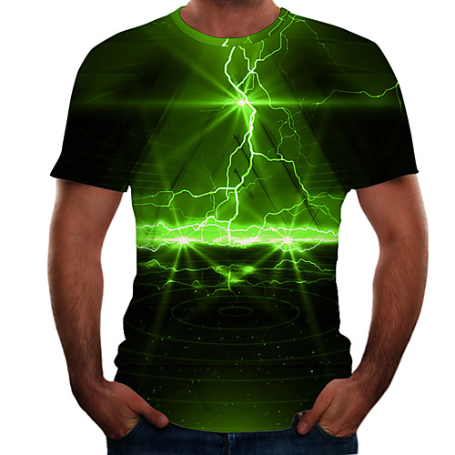

Men's Plus Size 3D Graphic Print T-shirt Casual Basic Daily Weekend Round Neck Rainbow / Purple / Yellow / Red / Green / Blue / Royal Blue / Brown / Summer / Short Sleeve
