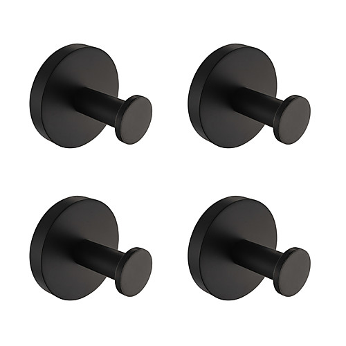 

Rustproof SUS304 Stainless Steel Silky Matte Black Finished Hand Mirror Polishing Bathroom Accessories Robe Hooks High Quality Pack 4 Q1-4