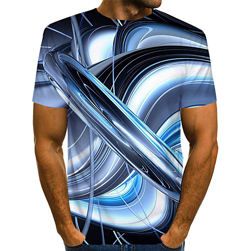 

Men's Daily Weekend T-shirt - Geometric / 3D / Abstract Print Blue