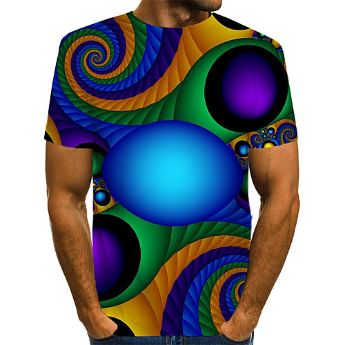 

Men's Daily Weekend T-shirt - Geometric / 3D / Abstract Print Blue