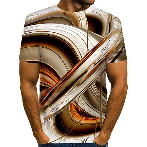 

Men's Daily Weekend T-shirt - Geometric / 3D / Abstract Print Brown