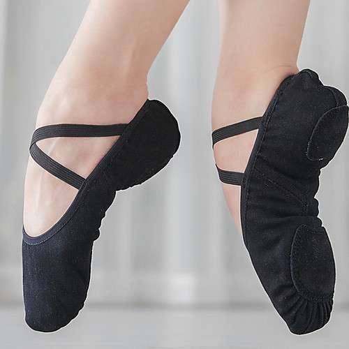

Women's Ballet Shoes Canvas Flat Flat Heel Dance Shoes Black / Camel / Pink