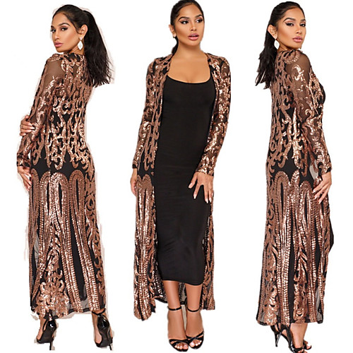 

The Great Gatsby Retro Vintage 1920s Summer Cloak Women's Sequins Sequin Costume BlackGolden / Silver / Apricot Vintage Cosplay Event / Party Long Sleeve / Dress