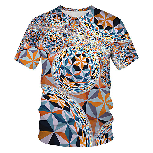 

Men's Daily Sports Basic / Street chic T-shirt - Geometric / Color Block / 3D Print Rainbow