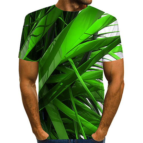 

Men's Daily Weekend T-shirt - Geometric / 3D / Abstract Print Green