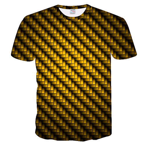 

Men's Daily Weekend Basic T-shirt - Color Block / 3D Yellow