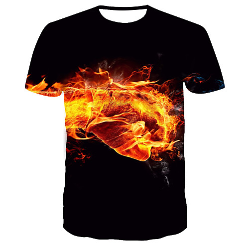 

Men's Daily Going out Basic / Street chic T-shirt - Geometric Print Black