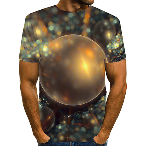 

Men's Daily Weekend T-shirt - Geometric / 3D / Abstract Print Brown