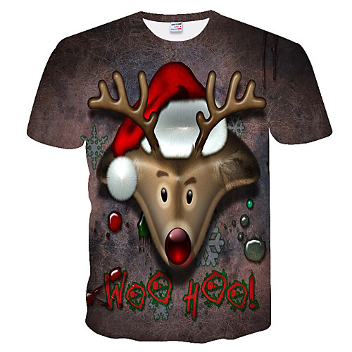 

Men's Daily Weekend Basic T-shirt - Color Block / 3D Brown