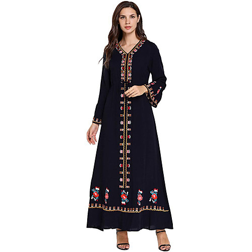 

Adults' Women's Abaya Dress For Party Cotton Embroidered Halloween Carnival Masquerade Dress
