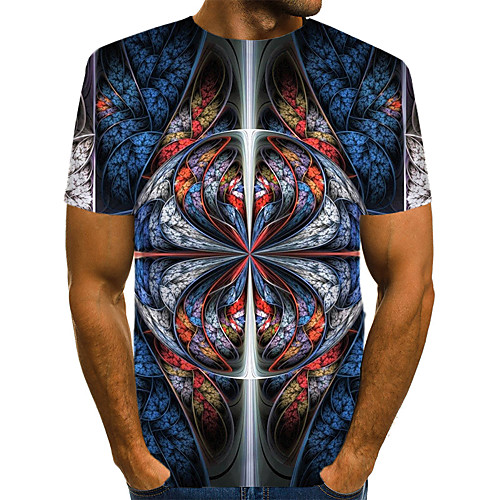 

Men's Daily Weekend T-shirt - Geometric / 3D / Abstract Print Blue