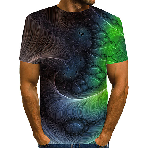 

Men's Daily Weekend T-shirt - Geometric / 3D / Abstract Print Green