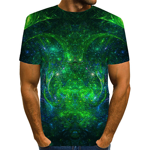 

Men's Daily Weekend T-shirt - Geometric / 3D / Abstract Print Green