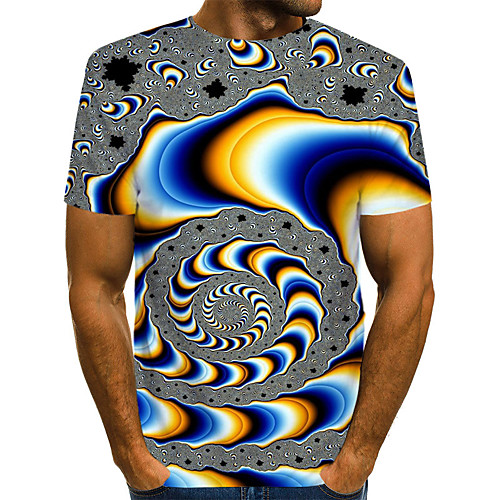 

Men's Daily Weekend T-shirt - Geometric / 3D / Visual Deception Print White