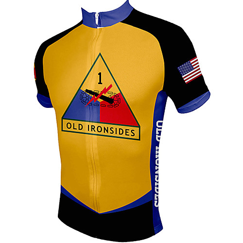 

21Grams Men's Short Sleeve Cycling Jersey 100% Polyester Black / Yellow Bike Jersey Top Mountain Bike MTB Road Bike Cycling UV Resistant Breathable Quick Dry Sports Clothing Apparel / Stretchy