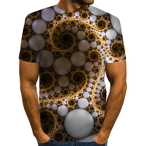 

Men's Daily Weekend T-shirt - Geometric / 3D / Abstract Print Brown