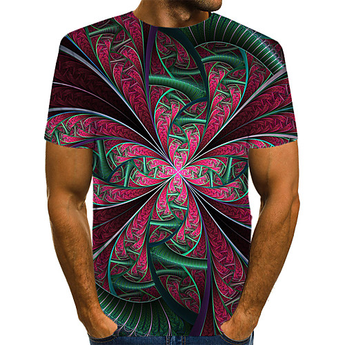

Men's Daily Sports Basic / Exaggerated T-shirt - Geometric / Color Block / 3D Print Rainbow