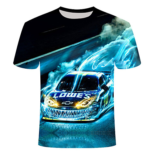 

Men's Daily Going out Basic / Street chic T-shirt - Geometric Print Blue