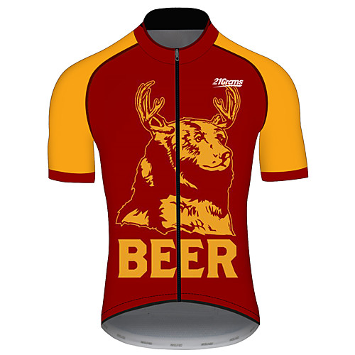 

21Grams Men's Short Sleeve Cycling Jersey 100% Polyester Red / Yellow Oktoberfest Beer Bike Jersey Top Mountain Bike MTB Road Bike Cycling UV Resistant Breathable Quick Dry Sports Clothing Apparel
