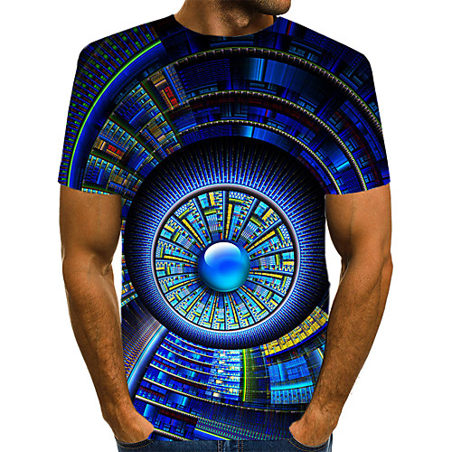 

Men's Daily Weekend T-shirt - Geometric / 3D / Abstract Print Blue