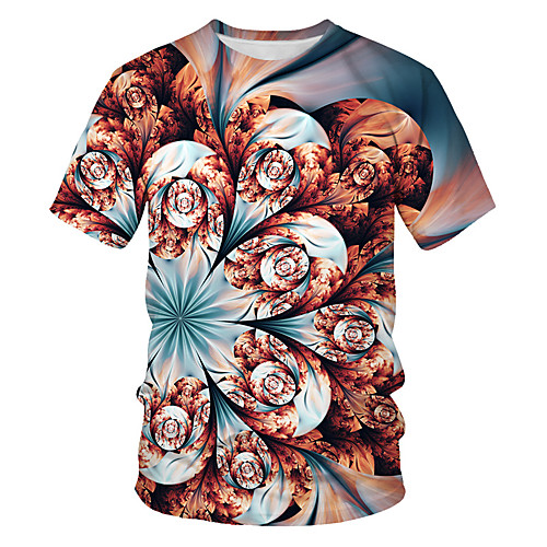 

Men's Daily Sports Basic / Street chic T-shirt - Geometric / Color Block / 3D Print Rainbow