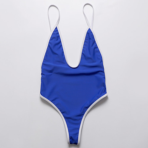 

Women's Plus Size Basic Black Royal Blue Red Halter Thong One-piece Swimwear Swimsuit - Solid Colored Backless S M L Black