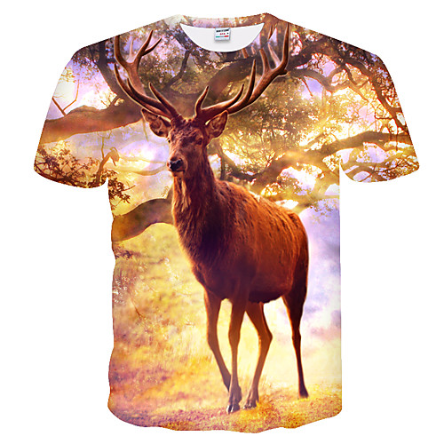 

Men's Daily Weekend Basic T-shirt - Color Block / 3D Brown