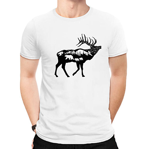 

Men's Daily Sports Business / Basic T-shirt - Solid Colored / Animal Black & White, Print Red