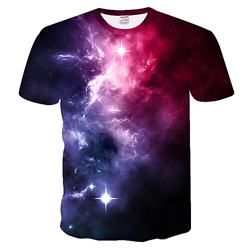 

Men's Daily Weekend Basic T-shirt - Color Block / 3D Purple