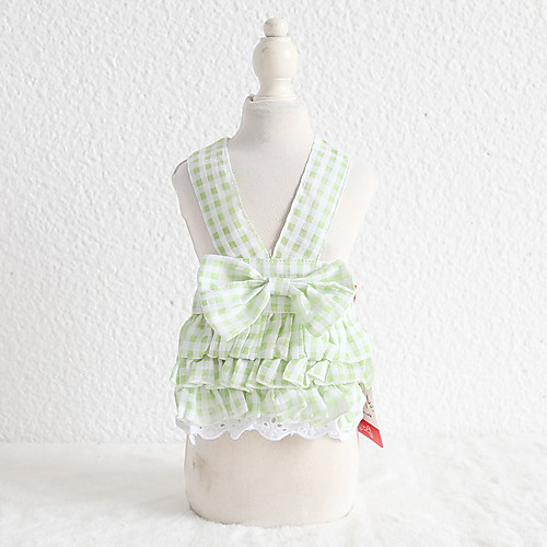 

Dog Costume Dress Dog Clothes Breathable Green Costume Beagle Bichon Frise Schnauzer Cotton Plaid / Check Bowknot Lace Cute Lolita XS S M L XL