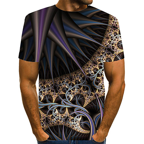

Men's Daily Weekend T-shirt - Geometric / 3D / Abstract Print Black