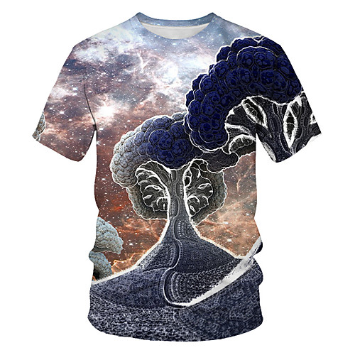 

Men's Daily Sports Basic / Street chic T-shirt - Geometric / Color Block / 3D Print Rainbow