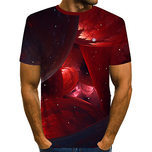 

Men's Daily Weekend T-shirt - Geometric / 3D / Abstract Print Red