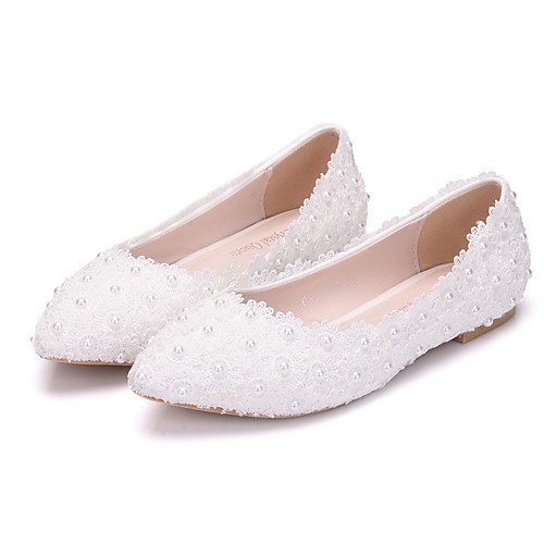 

Women's Wedding Shoes Flat Heel Pointed Toe PU Spring & Summer White / Pink