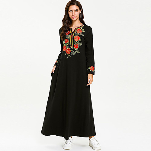 

Adults' Women's Abaya Dress For Party Cotton Embroidered Halloween Carnival Masquerade Dress