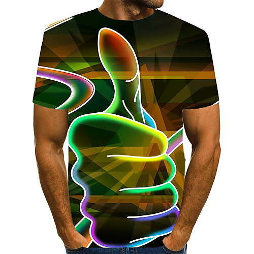 

Men's Daily Holiday Exaggerated Plus Size T-shirt - 3D / Graphic Print Round Neck Red / Summer / Short Sleeve