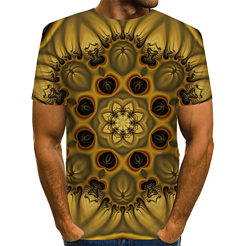 

Men's Daily Weekend T-shirt - Geometric / 3D / Abstract Print Brown