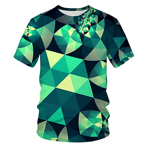 

Men's Daily Sports Basic / Street chic T-shirt - Geometric / Color Block / 3D Print Rainbow