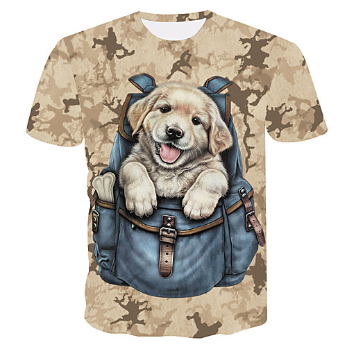 

Women's Daily Basic T-shirt - 3D / Animal Dog Khaki