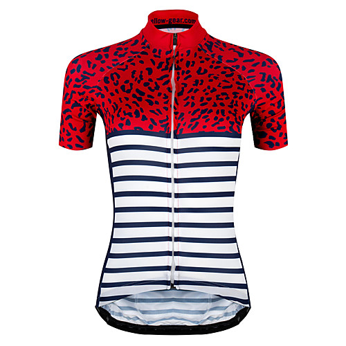 

21Grams Women's Short Sleeve Cycling Jersey Red / White Plaid / Checkered Stripes Bike Jersey Top Mountain Bike MTB Road Bike Cycling UV Resistant Breathable Quick Dry Sports Clothing Apparel