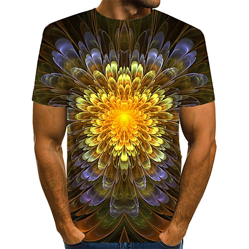 

Men's Daily Weekend T-shirt - Geometric / 3D / Abstract Print Brown