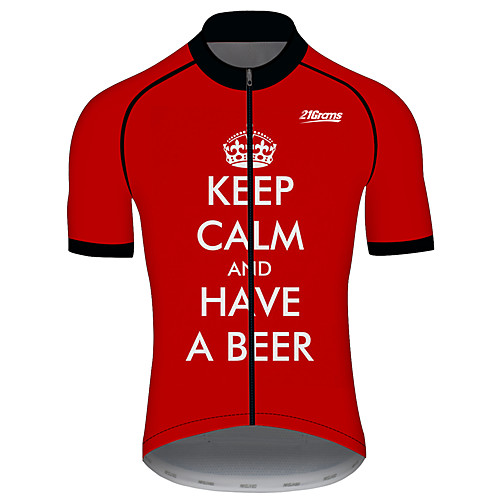 

21Grams Men's Short Sleeve Cycling Jersey 100% Polyester Black / Red Oktoberfest Beer Bike Jersey Top Mountain Bike MTB Road Bike Cycling UV Resistant Breathable Quick Dry Sports Clothing Apparel