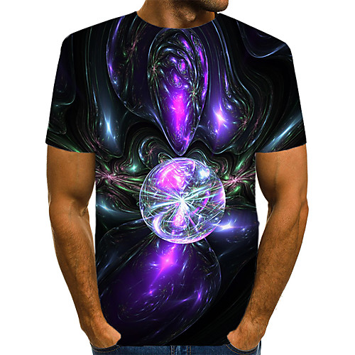 

Men's Daily Going out Basic / Exaggerated T-shirt - Geometric / 3D / Visual Deception Print Lavender