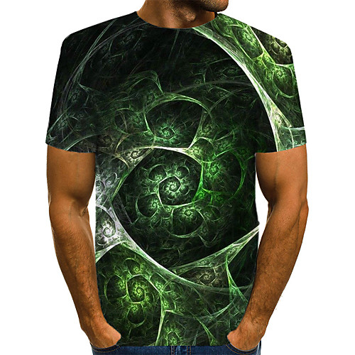 

Men's Daily Weekend T-shirt - Geometric / 3D / Abstract Print Green