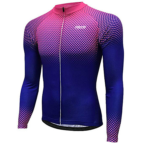 

21Grams Men's Long Sleeve Cycling Jersey Winter 100% Polyester Violet Plaid / Checkered Gradient Bike Jersey Top Mountain Bike MTB Road Bike Cycling Thermal / Warm UV Resistant Breathable Sports