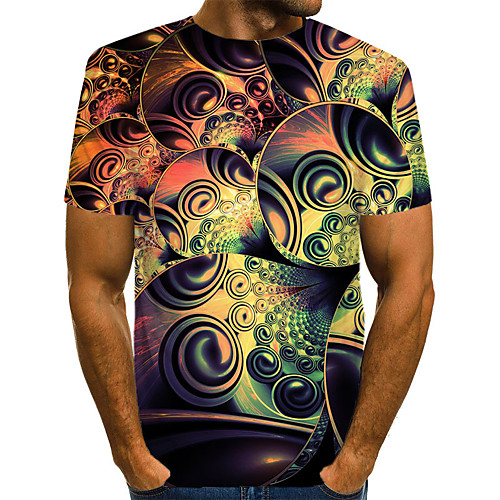 

Men's Daily Weekend T-shirt - Geometric / 3D / Abstract Print Brown