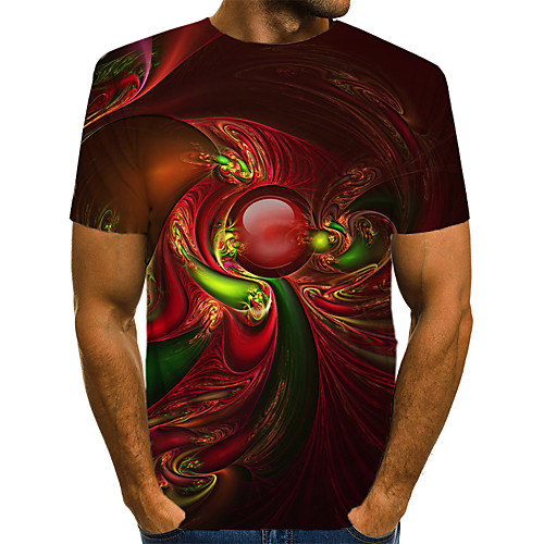 

Men's Daily Weekend T-shirt - Geometric / 3D / Abstract Print Red