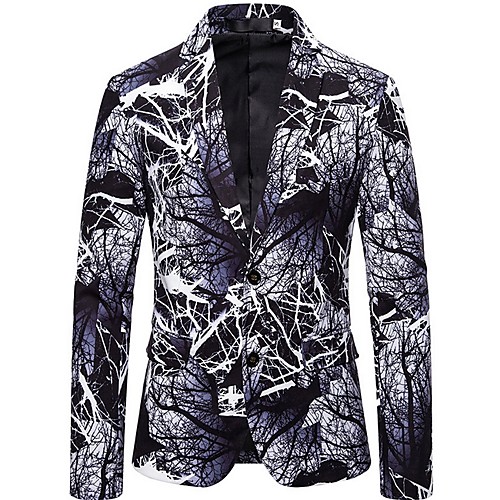

Men's Blazer Notch Lapel Polyester Black